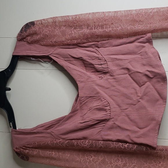 Wild Fable Women's Long Sleeve Lace Bustier Top Brown Small - Picture 5 of 9